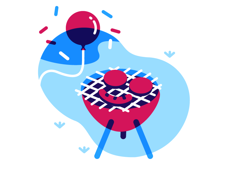 BBQ Days blue white red confetti bbq celebration party summer grill