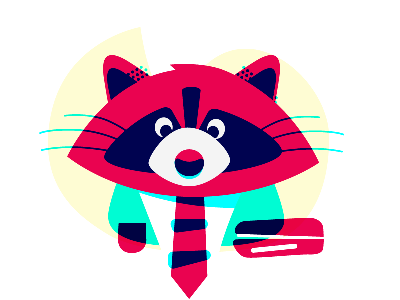 Ostby the racoon overprint overlay animal character office work raccoon