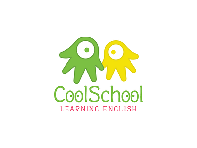 CoolSchool Learning English Logo brand branding creative design english handmade hands identity logo logotype minimal