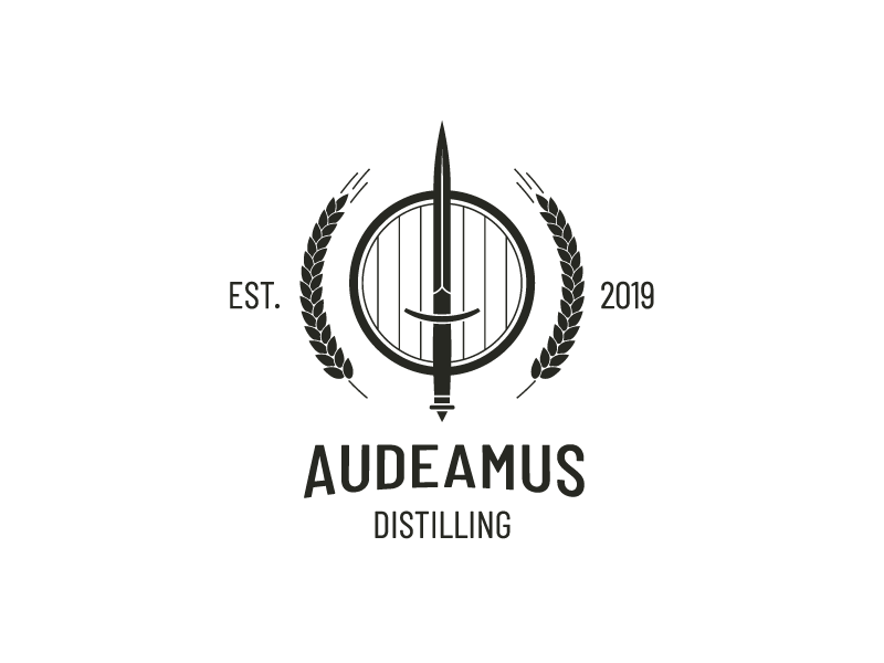 Audeamus Distilling / Logo Design distillation distilling wheat dagger keg modern logo logo design logo identity and branding icon branding and logo design branding identity branding adobe illustrator
