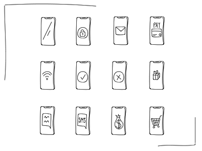 Hand drawing Line Icons - Phone