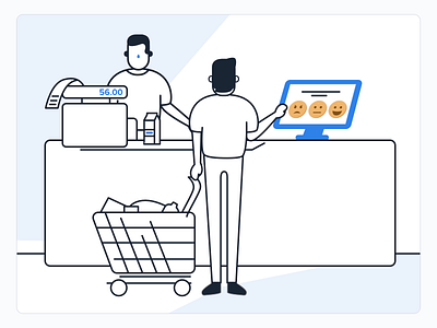 The man who uses Pisano Kiosk at supermarket customer customerjourney emoji feedback illustartion journey kiosk man pisano theman use using