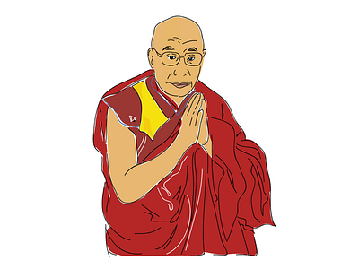 14th Dalai Lama Illustration character customer dalailama drawing hand illustration journey map painting pisano