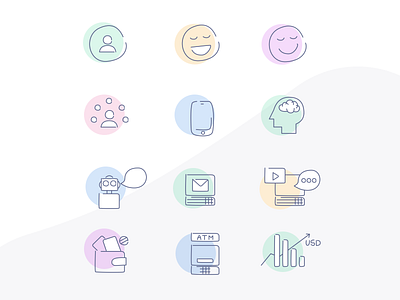 Icon Set for Presentations animation character chat customer day design drawing feedback icon illustration journey kiosk lifestyle logo map painting pisano typography ux vector