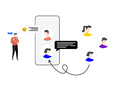 Chat - Assignment assignment character chat chatbot conversation customer design drawing feedback illustration journey team webchat