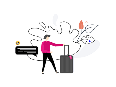 A Girl Carrying Suitcase / Illustration