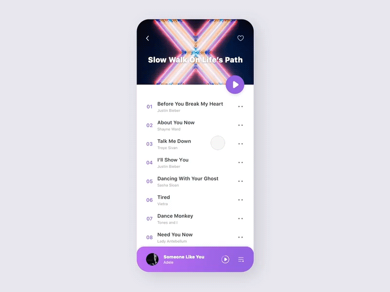 Music Player animation app design ui