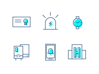 Icons Calderas blue boiler icons line minimal set web