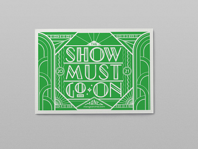 Show must go on lettering postcard