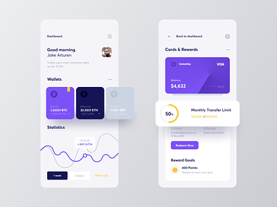 Crypto app card chart clean crypto cryptocurrency design minimalistic ui