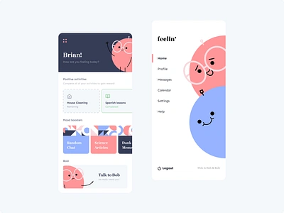 Mood Concept App clean design feeling feels funny illustration illustrations minimalistic mood shapes ui