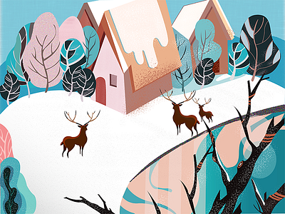 The house in the mountain books deer house illustrations river shade the window