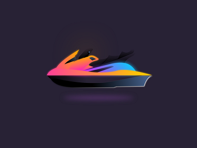 Motorboat color icon