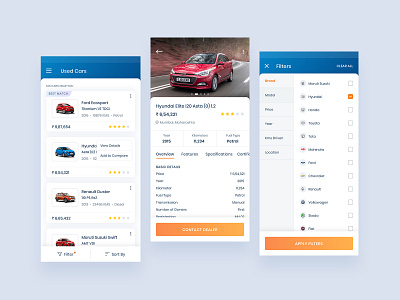 Concept - Cars24 android design filters listing ui ux