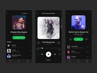 Spotify Mobile artist dark mode mobile music player playlist spotify