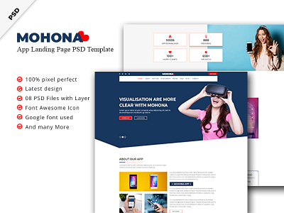 Mohona App Landing Page Psd Template