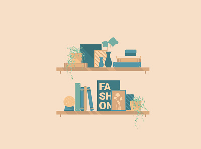 Shelfie books design flat design graphic design illustration illustration design illustrator minimal pastel shelf vector