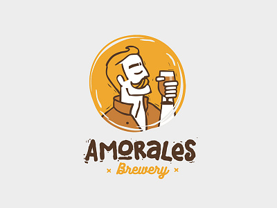 Amorales Brewery amorales beard beer character craft human logo man men outline