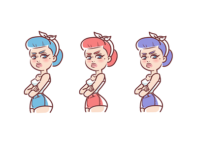 Pin-up girl stickers character cute girl illustration pin up stickers vector woman