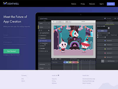 Lightwell Homepage adobe book creators design hullabalu illustration interaction lightwell photoshop saas ui ux