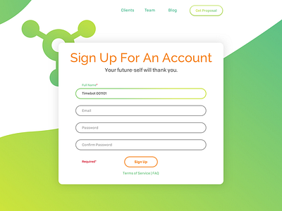 Daily UI, "Sign Up"