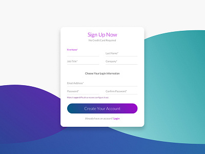 Product Account Sign Up account gradient product ui ux