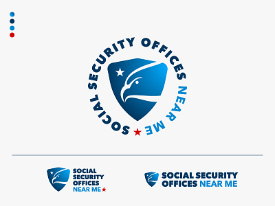 Social Security Office Locator Logo blue branding eagle gradient logo negative space red shield star