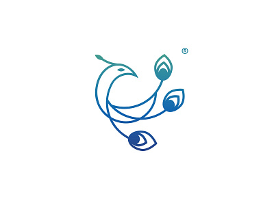 Coworkees animal blue brand color design identity identité logo outline peacock visuelle