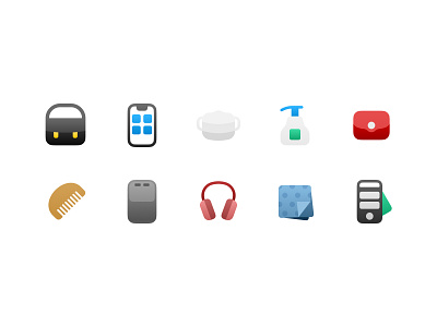 What's in my bag airpod gradient graphic design iconography icons illustration iphone ui vector visual visual design