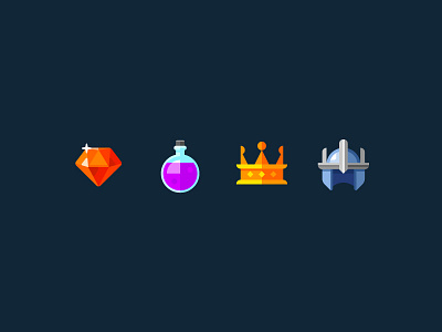 Game icons crown cute flat game game icons games gems icons king metal potions ruby