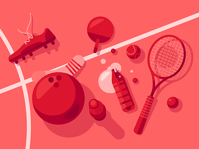 Sports cute flat illust illustration pingpong red soccer sports tennis vector
