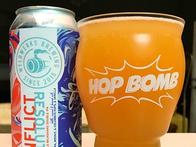Hop Bomb beer glassware typography