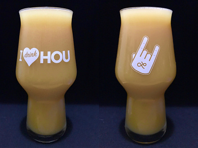 I drink HOU beer glassware typography