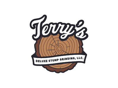 Terry's Deluxe Stump Grinding, LLC. branding logo trees typography
