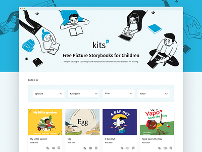 Kits - Free Picture Storybooks for Children book catalog books children graphic design illustration kids open catalog read storybook ui webdesign