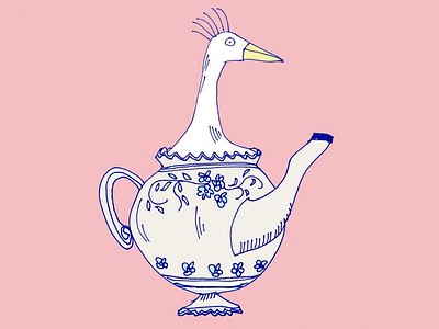 ART EVERY DAY NUMBER 612 / ILLUSTRATION / MAGIC TEAPOT bird illustration magic tea teapot