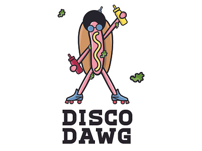 Dribbble's Disco Dawg Debut daily doodle design digital disco doodle flat design hot dog illustration sketch type vector vector illustration