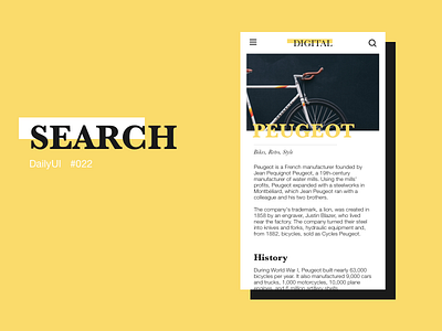 Daily UI - Search bike daily ui newspaper peugeot retro search yellow