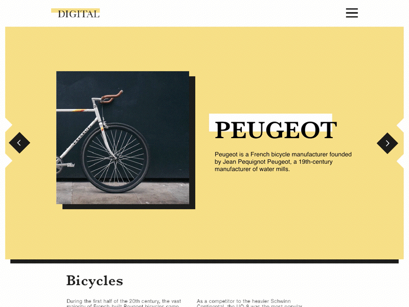 Peugeot Vintage Bikes Landing Page bike cycling landing page peugeot ui design vintage web design