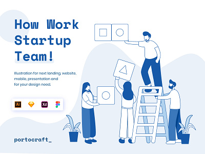 How Work Startup Team! branding clean illustration landingpage ui vector