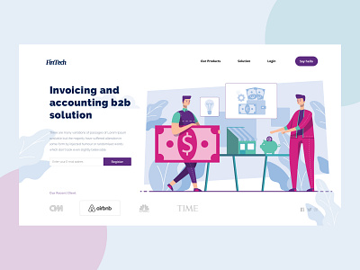 Fintech Unique Illustration Landing Page clean design flat illustration landingpage ui vector web