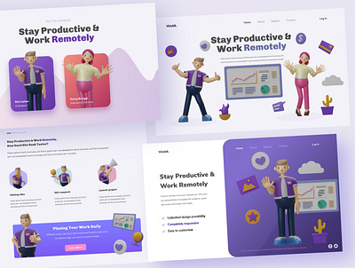 3D Explore Character 3d 3d illustration design flat illustration landingpage ui vector web