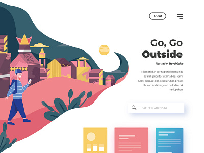 Go Outside Travel branding flat illustration landingpage ui vector web