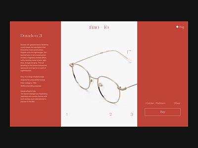 nao-io product page Issue 63 branding e commerce glasses layout minimal productpage red typography ux web webdesign