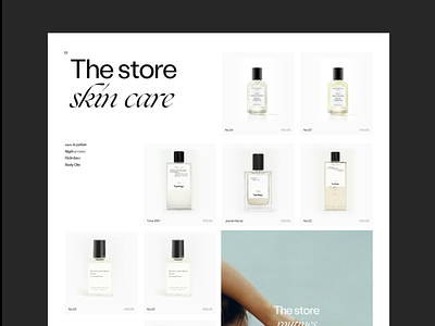 The store Skin care Issue 81 animation e commerce ecommerce layout minimal minimaldesign products products page store typogaphy ui ux web webdesign