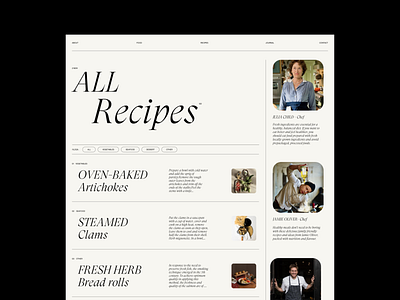 All Recipes Issue 91 beige food layout minimal minimaldesign recipes typography ui ux web webdesign