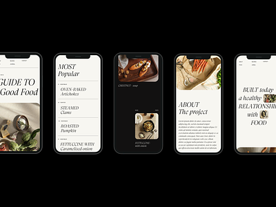 Guide to Good Food Issue 92 beige design food layout minimal minimaldesign mobile recipes ui ux web webdesign