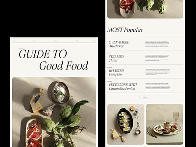 Guide to Good Food Issue 95 beige food layout minimal minimaldesign recipes typography ui ux web webdesign