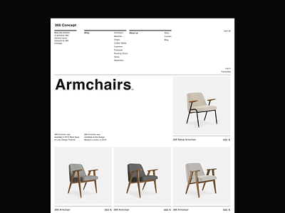 Issue 99 366 Concept Armchairs armchair black ecommerce grid layout minimal minimaldesign modern plp product landing page ui ux web webdesign white