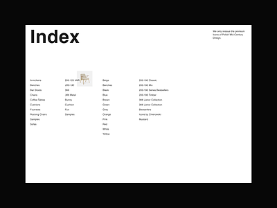 Issue 102 Index black and white ecommerce furniture index layout minimal minimaldesign ui ux web webdesign